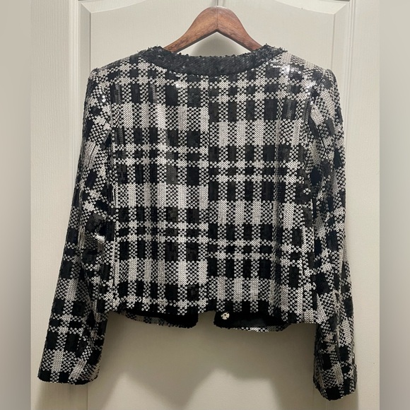 NWT Eloquii black and white plaid design sequins blazer. Size 14 - Picture 3 of 4